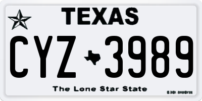 TX license plate CYZ3989
