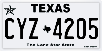 TX license plate CYZ4205