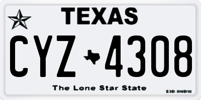 TX license plate CYZ4308