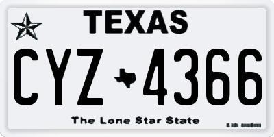TX license plate CYZ4366