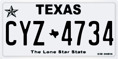TX license plate CYZ4734