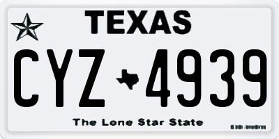 TX license plate CYZ4939