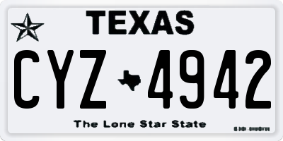 TX license plate CYZ4942