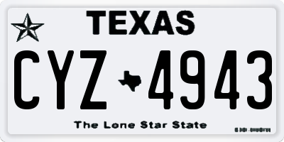 TX license plate CYZ4943