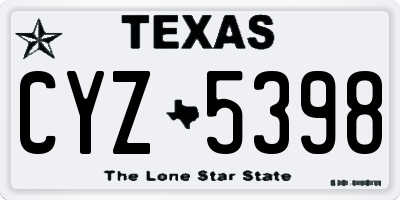 TX license plate CYZ5398