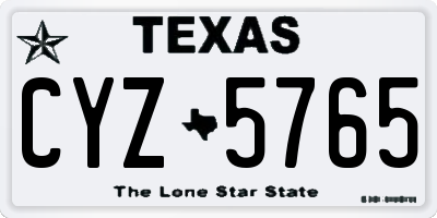 TX license plate CYZ5765