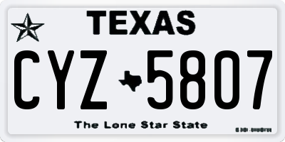 TX license plate CYZ5807