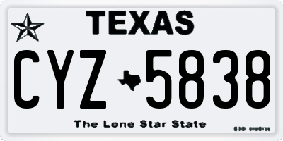 TX license plate CYZ5838