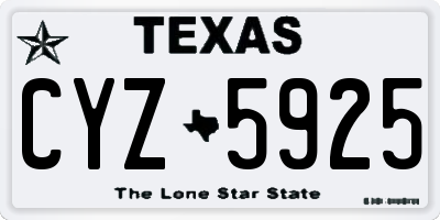 TX license plate CYZ5925