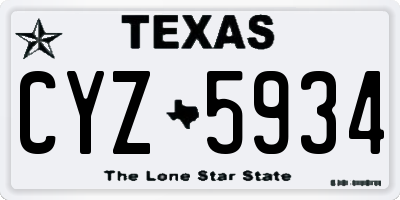 TX license plate CYZ5934