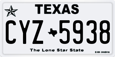 TX license plate CYZ5938