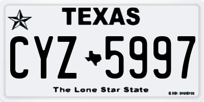 TX license plate CYZ5997