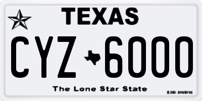 TX license plate CYZ6000