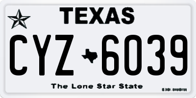 TX license plate CYZ6039