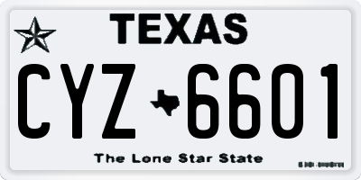 TX license plate CYZ6601