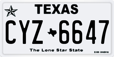 TX license plate CYZ6647