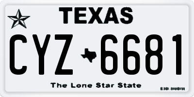 TX license plate CYZ6681