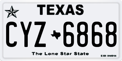TX license plate CYZ6868