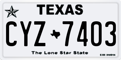 TX license plate CYZ7403