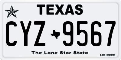 TX license plate CYZ9567