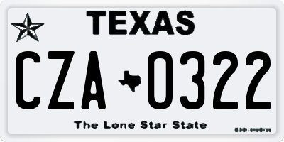 TX license plate CZA0322