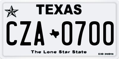 TX license plate CZA0700