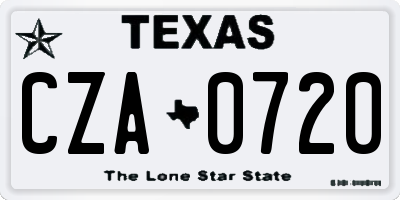 TX license plate CZA0720