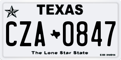 TX license plate CZA0847