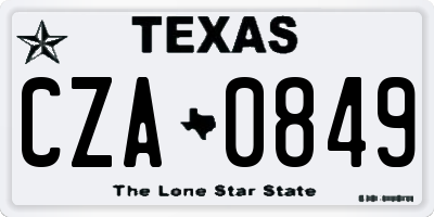 TX license plate CZA0849