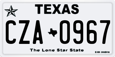 TX license plate CZA0967