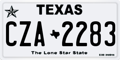 TX license plate CZA2283