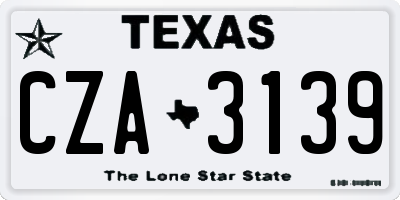TX license plate CZA3139