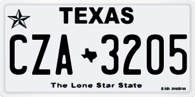 TX license plate CZA3205