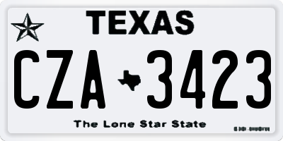 TX license plate CZA3423