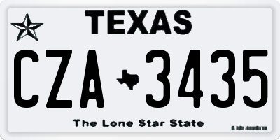 TX license plate CZA3435