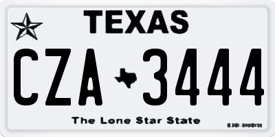 TX license plate CZA3444