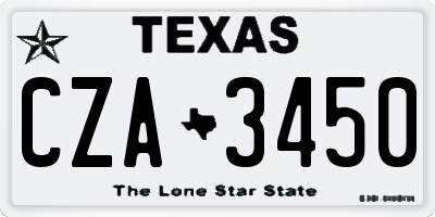 TX license plate CZA3450