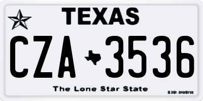 TX license plate CZA3536
