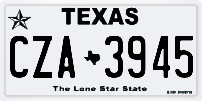 TX license plate CZA3945