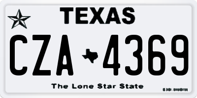 TX license plate CZA4369