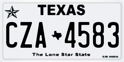 TX license plate CZA4583