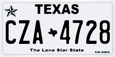 TX license plate CZA4728
