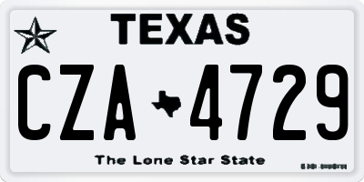 TX license plate CZA4729