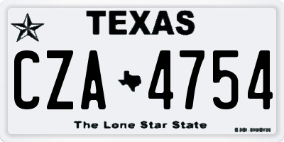TX license plate CZA4754