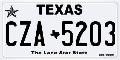 TX license plate CZA5203