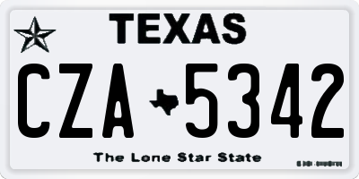 TX license plate CZA5342