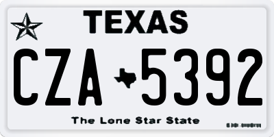 TX license plate CZA5392