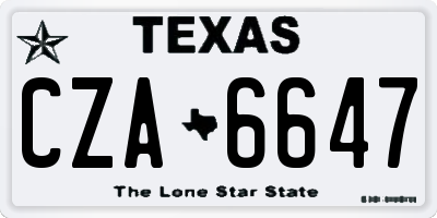TX license plate CZA6647