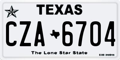 TX license plate CZA6704