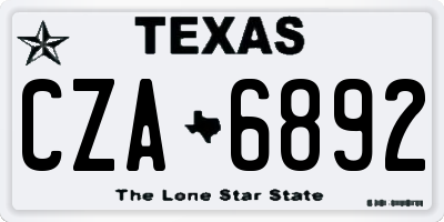 TX license plate CZA6892
